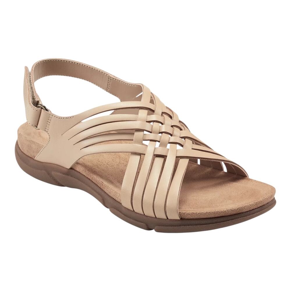 Easy Spirit Women's Mar Woven Leather Slingback Sandals Light Natural Size 7 1/2